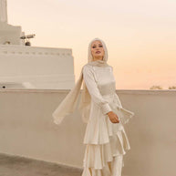 Seville Layered Satin Gown - Glistening Ivory