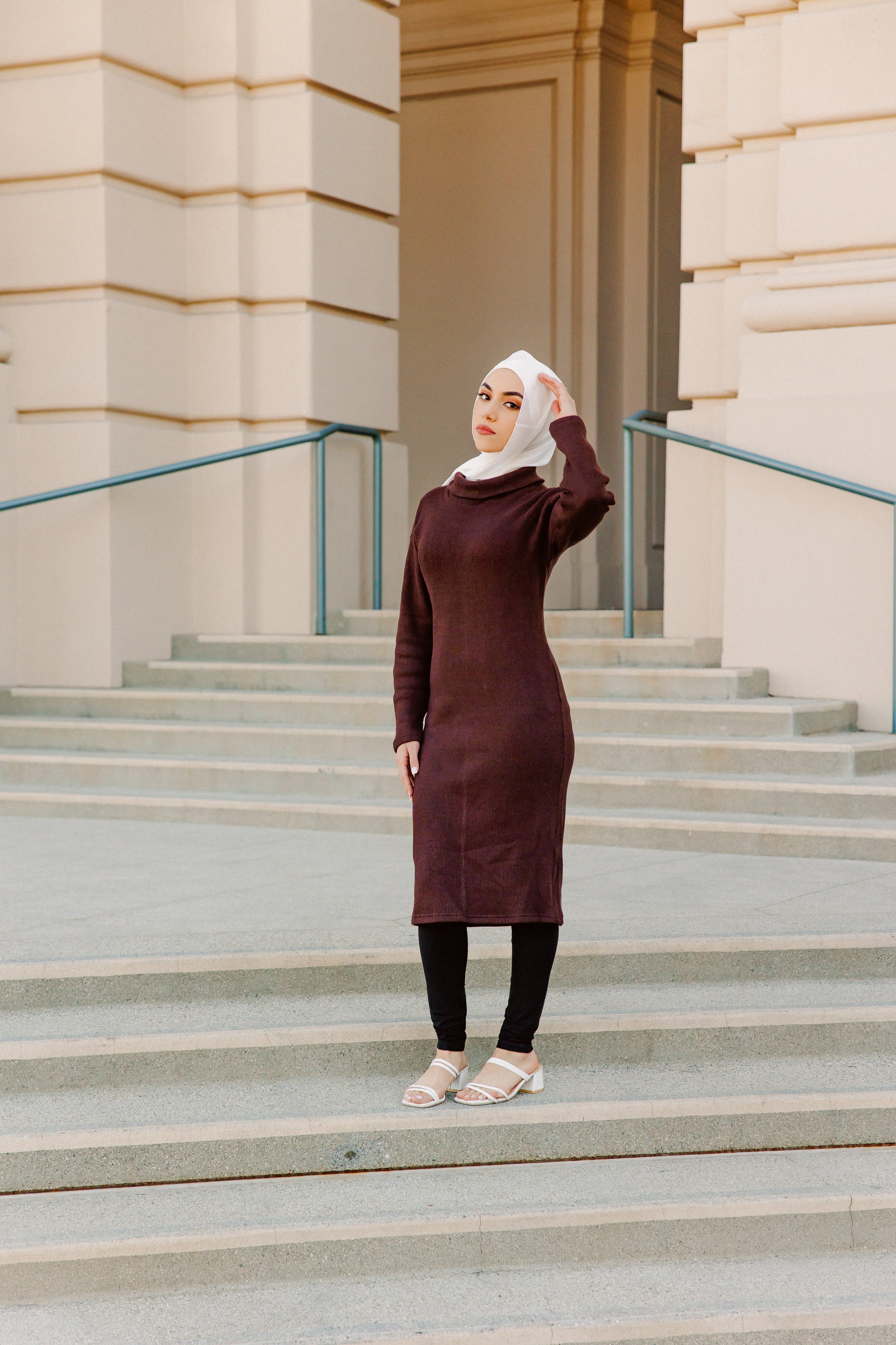 Saima Cowl Neck Knit - Mahogany