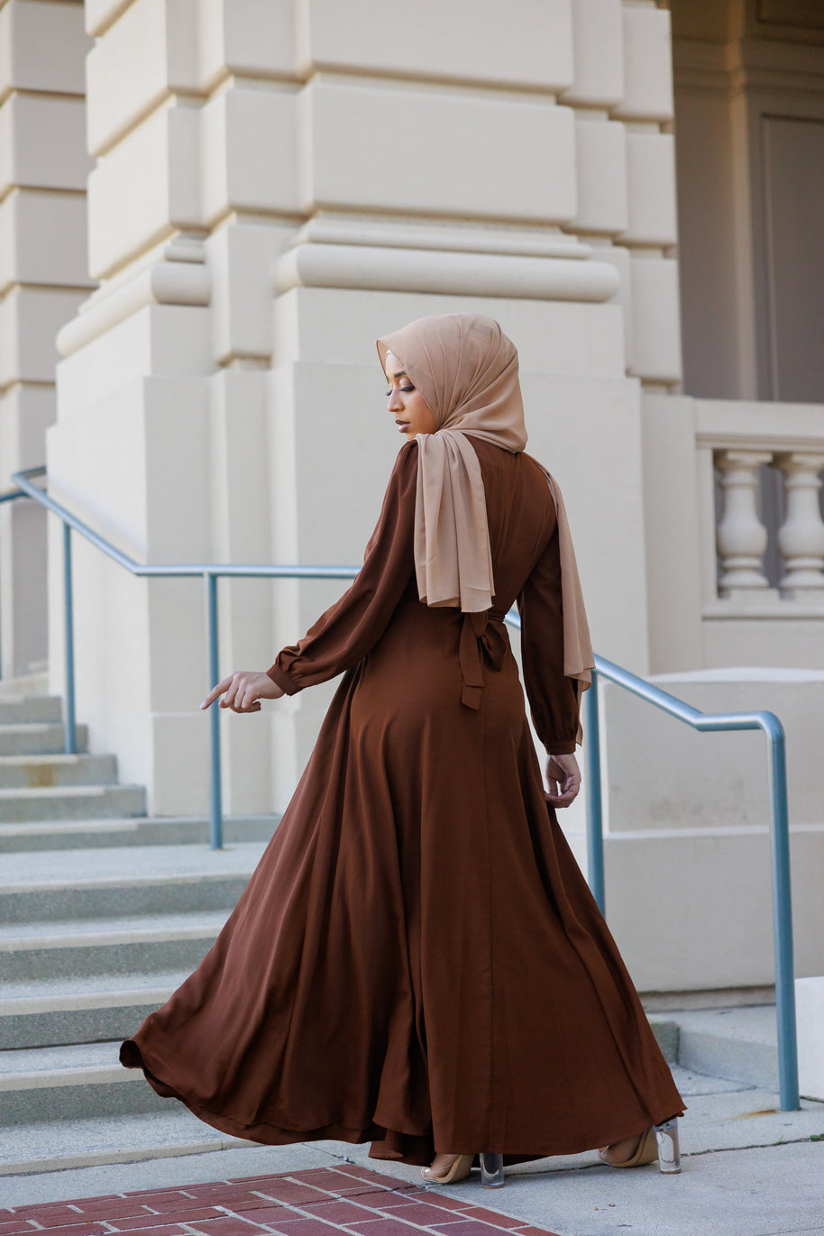Imani Wrap Maxi Dress - Chocolate