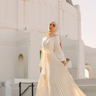 Ayla Pleated Satin Gown - Ivory