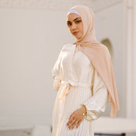 Ayla Pleated Satin Gown - Ivory