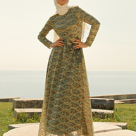 Amber Lace Maxi Gown - Enchanted Evergreen