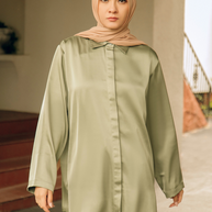 Layna Satin Top - Olive Jade