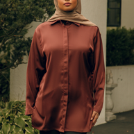 Layna Satin Top - Dark Wood