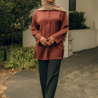 Layna Satin Top - Dark Wood