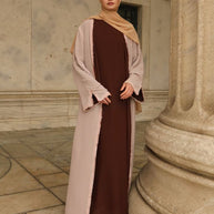 Alwan Reversible Kimono Abaya - Rosewood Blush