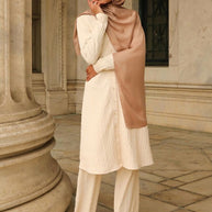 Luna Textured Ridge Knit Two-Piece Set - Vanilla