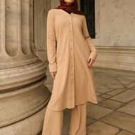 Tamara Knit Two Piece Matching Set - Almond