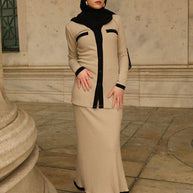 Bella Matching Ribbed Top & Skirt Set - Stone Oat