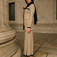 Bella Matching Ribbed Top & Skirt Set - Stone Oat