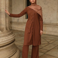 Tamara Knit Two Piece Matching Set - Chestnut