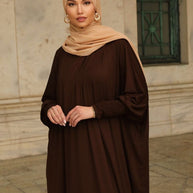 Madinah Smocked Sleeve Batwing Abaya - Cocoa