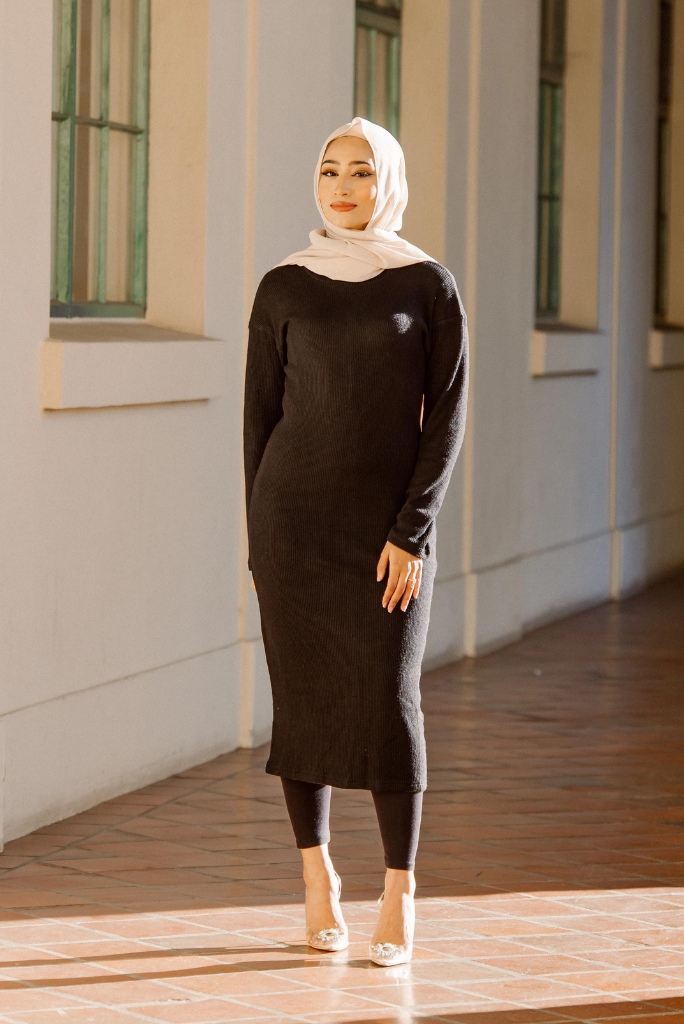 Saima Cowl Neck Knit - Black