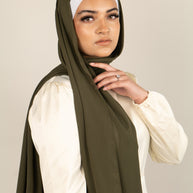 DARK OLIVE Crepe Chiffon