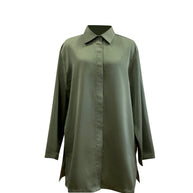 Layna Satin Top - Olive Jade