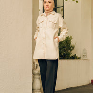Aziza Button Down Shacket - Vanilla