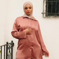 Layna Satin Top - Burnt Sienna