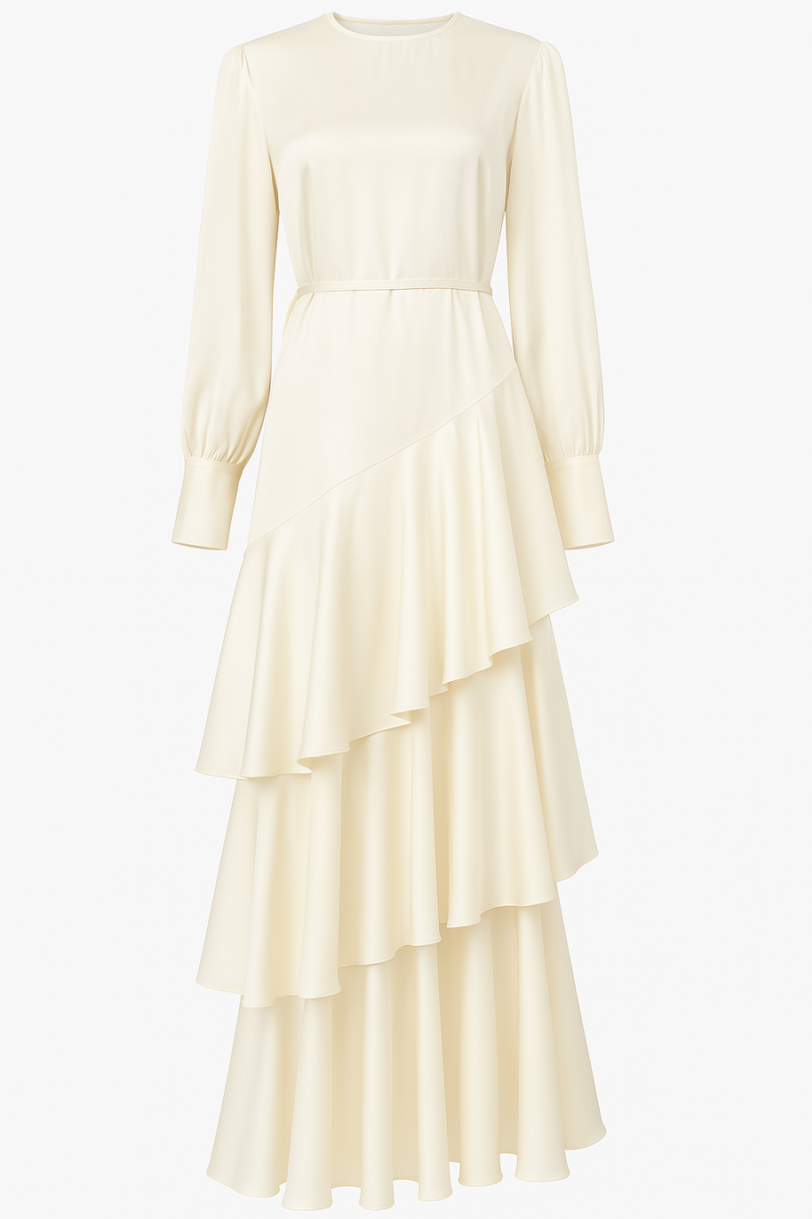 Seville Layered Satin Gown - Glistening Ivory