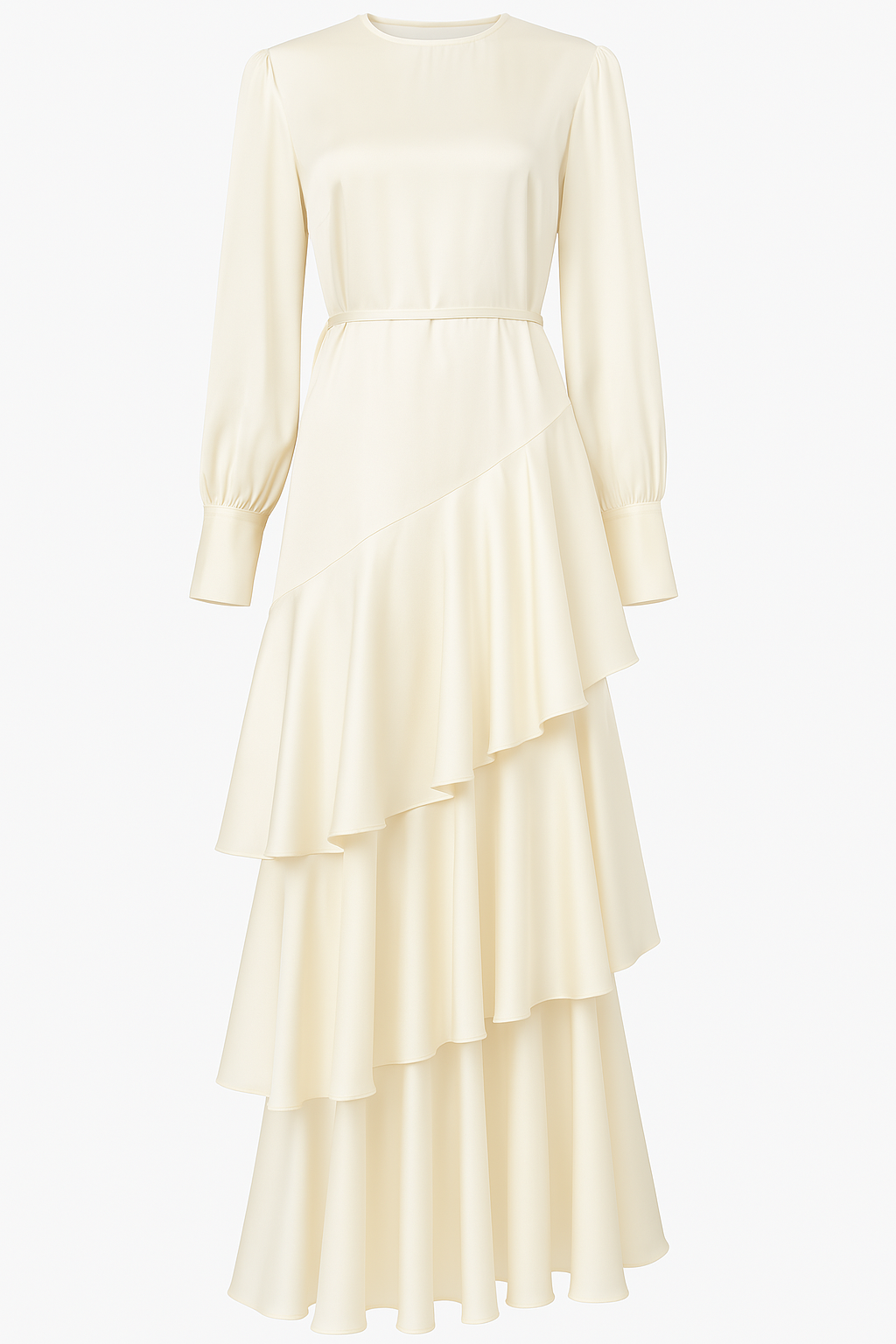 Seville Layered Satin Gown - Glistening Ivory