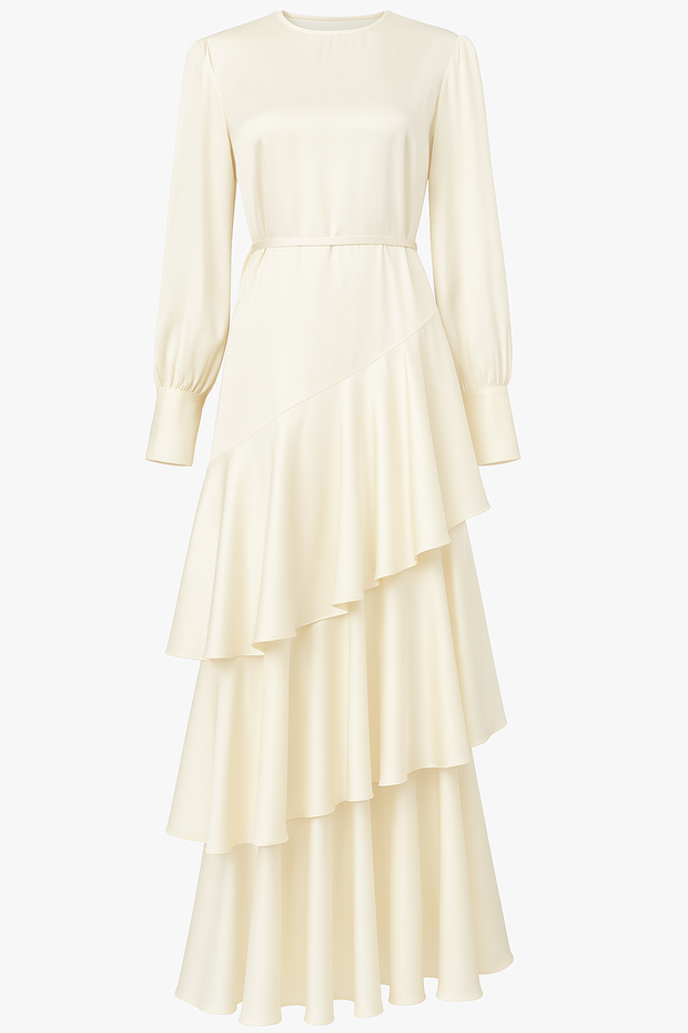 Seville Layered Satin Gown - Glistening Ivory