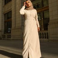 Myra Collared Abaya - Cream