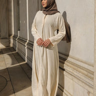 Shifah Flowy Abaya Dress - Beige