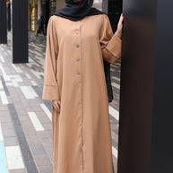 Maryam Button Abaya - Rust