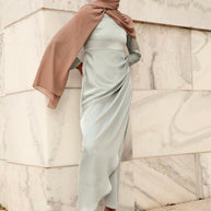 Adrianna Ruched Maxi Dress - Sky