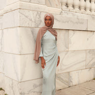 Adrianna Ruched Maxi Dress - Sky