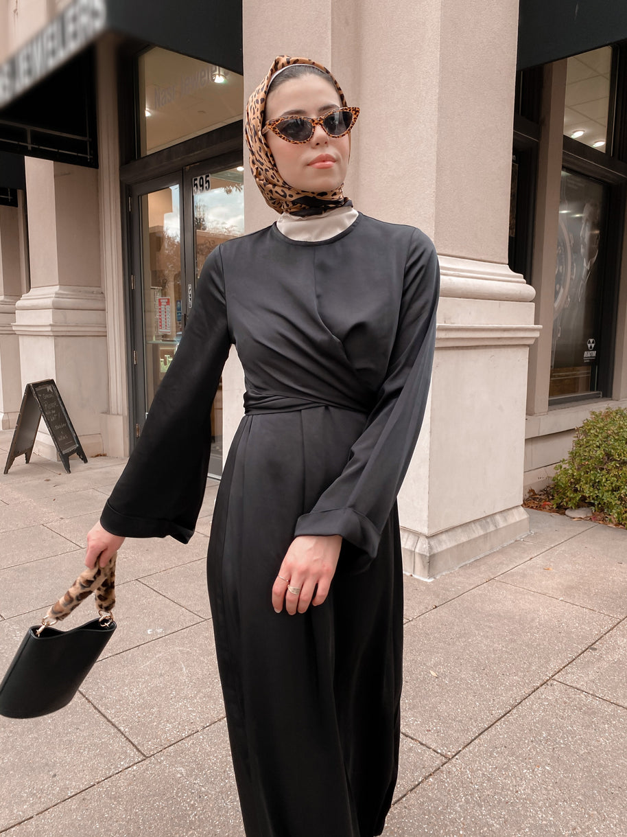 Iman Wrap Dress - Midnight Black