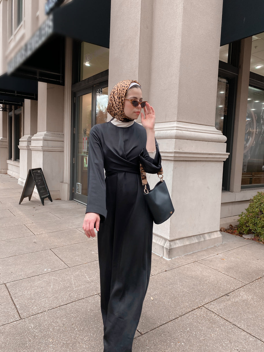 Iman Wrap Dress - Midnight Black