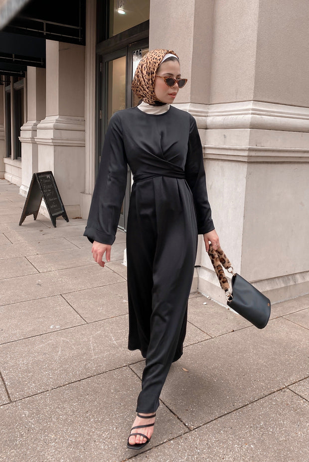 Iman Wrap Dress - Midnight Black