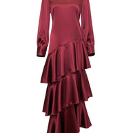 Seville Layered Satin Gown - Regal Maroon