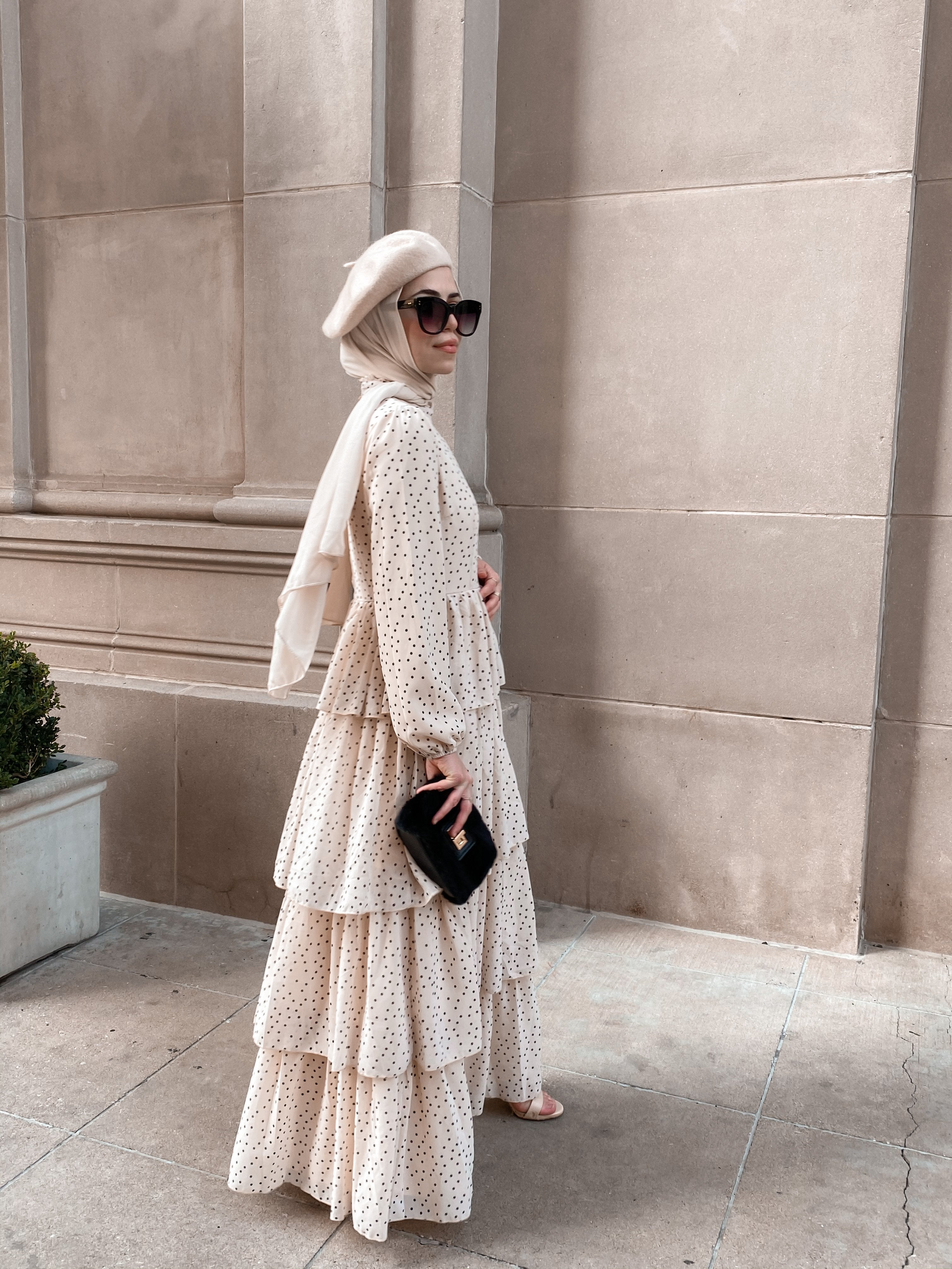 Tiered Polka Dot Maxi Dress - Sand Dunes