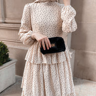 Tiered Polka Dot Maxi Dress - Sand Dunes