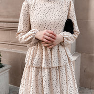 Tiered Polka Dot Maxi Dress - Sand Dunes